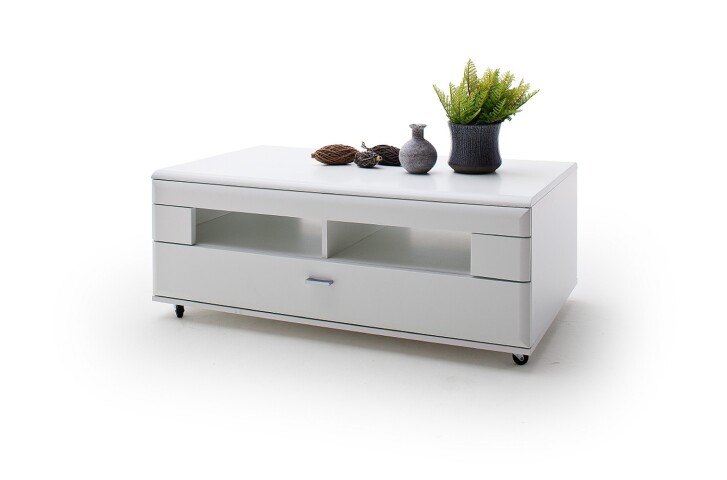 Couchtisch >Amora< in weiß matt aus Holzwerkstoff - 115x44x70cm (BxHxT)