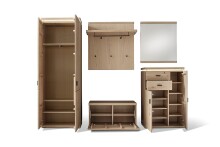 Garderoben-Set >Barceloni< in Balkeneiche Bianco aus Holz - 260x204x38cm (BxHxT)