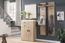 Garderoben-Set >Barceloni< in Balkeneiche Bianco aus Holz - 155x204x38cm (BxHxT)