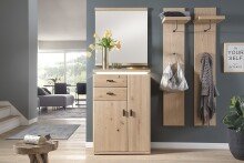 Garderoben-Set >Barceloni< in Balkeneiche Bianco aus Holz - 155x204x38cm (BxHxT)