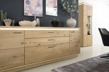 Beistellschrank >Barceloni< in Balkeneiche Bianco aus Holz - 210x84x44cm (BxHxT)