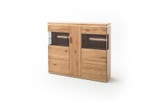 Beistellschrank >Barceloni< in Balkeneiche Bianco aus Holz - 150x128x37 (BxHxT)