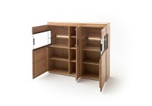 Beistellschrank >Barceloni< in Balkeneiche Bianco aus Holz - 150x128x37 (BxHxT)