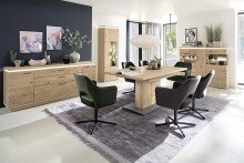 Beistellschrank >Barceloni< in Balkeneiche Bianco aus Holz - 150x128x37 (BxHxT)