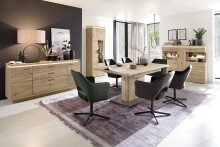 Beistellschrank >Barceloni< in Balkeneiche Bianco aus Holz - 150x128x37 (BxHxT)