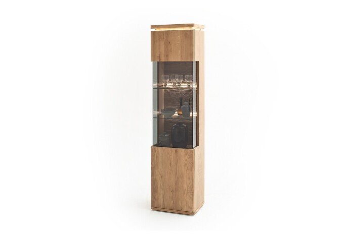 Beistellschrank >Barceloni< in Balkeneiche Bianco aus Holz - 50x204x37cm (BxHxT)