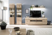 Beistellschrank >Barceloni< in Balkeneiche Bianco aus Holz - 50x204x37cm (BxHxT)