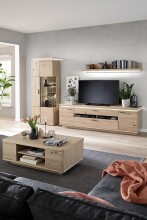 Beistellschrank >Barceloni< in Balkeneiche Bianco aus Holz - 50x204x37cm (BxHxT)