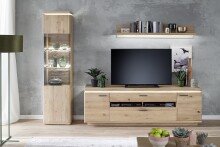 Beistellschrank >Barceloni< in Balkeneiche Bianco aus Holz - 50x204x37cm (BxHxT)