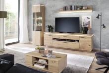 Beistellschrank >Barceloni< in Balkeneiche Bianco aus Holz - 50x204x37cm (BxHxT)