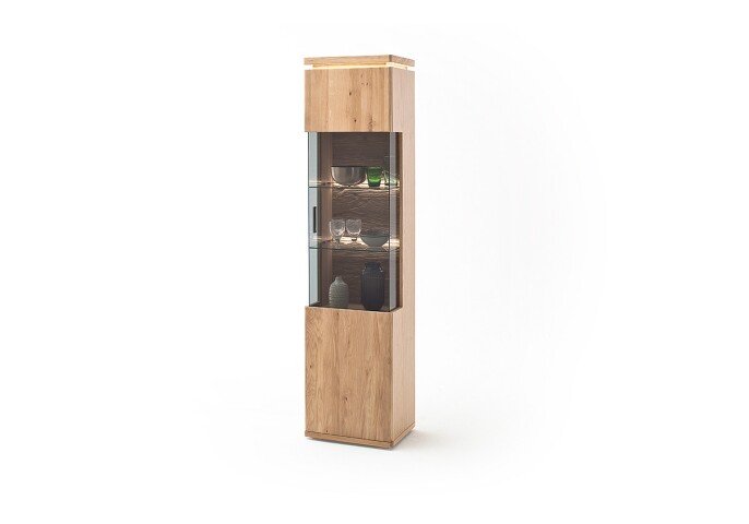Beistellschrank >Barceloni< in Balkeneiche Bianco aus Holz - 50x204x37cm (BxHxT)