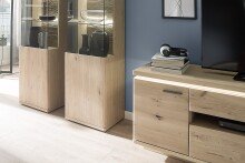 Beistellschrank >Barceloni< in Balkeneiche Bianco aus Holz - 50x204x37cm (BxHxT)