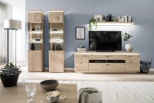 Beistellschrank >Barceloni< in Balkeneiche Bianco aus Holz - 50x204x37cm (BxHxT)