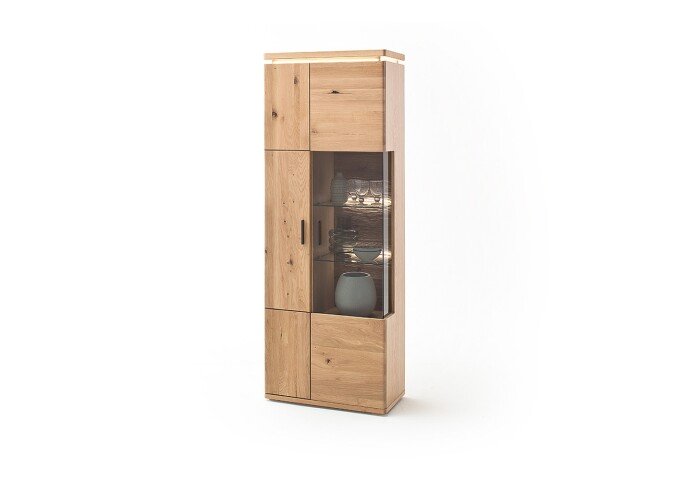 Beistellschrank >Barceloni< in Balkeneiche Bianco aus Holz - 75x204x37cm (BxHxT)