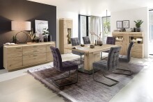 Beistellschrank >Barceloni< in Balkeneiche Bianco aus Holz - 75x204x37cm (BxHxT)