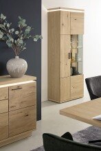 Beistellschrank >Barceloni< in Balkeneiche Bianco aus Holz - 75x204x37cm (BxHxT)