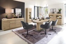 Beistellschrank >Barceloni< in Balkeneiche Bianco aus Holz - 75x204x37cm (BxHxT)