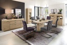 Beistellschrank >Barceloni< in Balkeneiche Bianco aus Holz - 75x204x37cm (BxHxT)