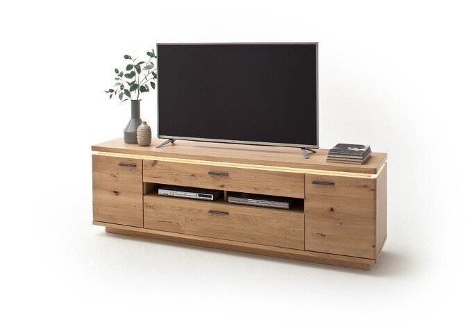 TV-Schrank >Barceloni< in Balkeneiche Bianco aus Holz - 210x68x50cm (BxHxT)