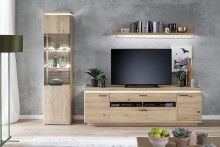 TV-Schrank >Barceloni< in Balkeneiche Bianco aus Holz - 210x68x50cm (BxHxT)