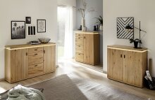 Beistellschrank >Barceloni< in Balkeneiche Bianco aus Holz - 150x95x38cm (BxHxT)
