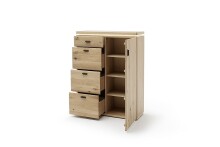 Beistellschrank >Barceloni< in Balkeneiche Bianco aus Holz - 100x128x38 (BxHxT)