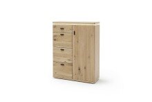 Beistellschrank >Barceloni< in Balkeneiche Bianco aus Holz - 100x128x38 (BxHxT)