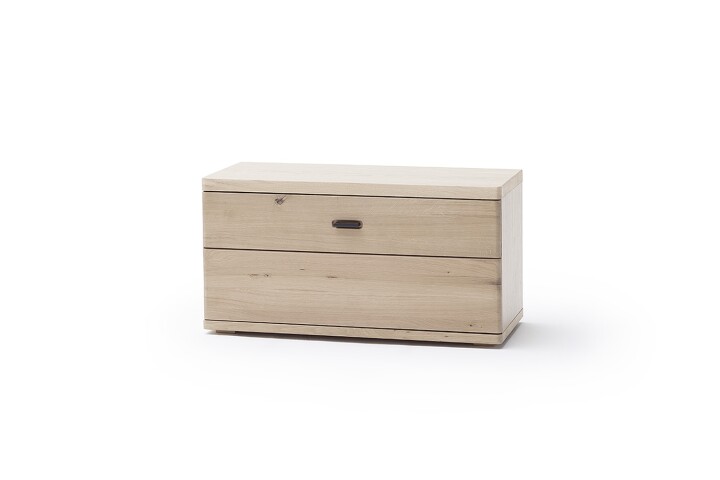Bank >Barceloni< in Balkeneiche Bianco aus Holz - 90x47x38cm (BxHxT)