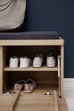 Bank >Barceloni< in Balkeneiche Bianco aus Holz - 90x47x38cm (BxHxT)