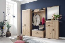 Bank >Barceloni< in Balkeneiche Bianco aus Holz - 90x47x38cm (BxHxT)