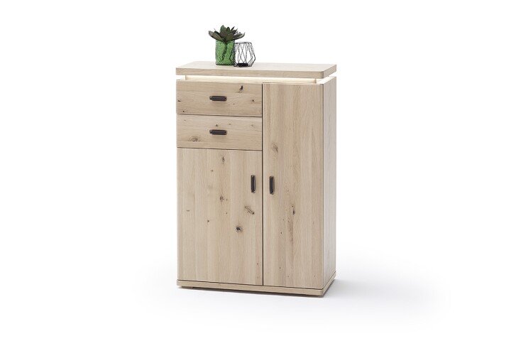 Schuhschrank >Barceloni< in Balkeneiche Bianco aus Holz - 75x111x38cm (BxHxT)