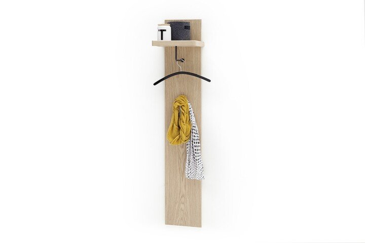 Garderobenhaken >Barceloni< in Eiche Bianco aus Holz - 34x168x30cm (BxHxT)