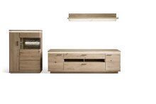 Wohnwand >Barceloni< in Balkeneiche Bianco aus Holz...