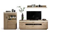 Wohnwand >Barceloni< in Balkeneiche Bianco aus Holz...