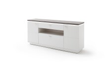 Beistellschrank >Bello< in Weiß matt aus Holzwerkstoff - 180x81x44cm (BxHxT)