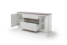 Beistellschrank >Bello< in Weiß matt aus Holzwerkstoff - 180x81x44cm (BxHxT)