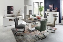Beistellschrank >Bello< in Weiß matt aus Holzwerkstoff - 180x81x44cm (BxHxT)