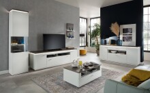 Beistellschrank >Bello< in Weiß matt aus Holzwerkstoff - 180x81x44cm (BxHxT)