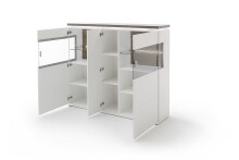 Beistellschrank >Bello< in Weiß matt aus Holzwerkstoff - 150x125x37cm (BxHxT)