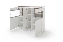 Beistellschrank >Bello< in Weiß matt aus Holzwerkstoff - 150x125x37cm (BxHxT)