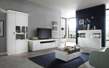 Beistellschrank >Bello< in Weiß matt aus Holzwerkstoff - 150x125x37cm (BxHxT)