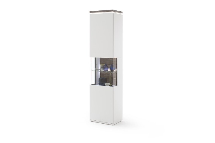 Glasvitrine >Bello< in Weiß matt aus Holzwerkstoff - 50x208x37cm (BxHxT)