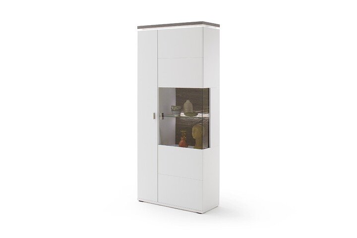 Glasvitrine >Bello< in Weiß matt aus Holzwerkstoff - 90x208x37cm (BxHxT)