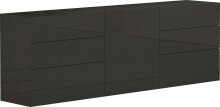 Sideboard >Mercogliano< in Anthrazit Hochglanz - 170x60.5x40cm (BxHxT)