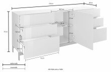 Sideboard >Mercogliano< in Anthrazit Hochglanz - 170x73x40cm (BxHxT)