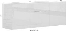 Sideboard >Mercogliano< in Weiß Hochglanz - 170x60.5x40cm (BxHxT)