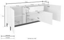 Sideboard >Mercogliano< in Anthrazit Hochglanz - 170x73x40cm (BxHxT)