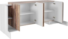 Sideboard >Pinerolo< in Weiß-Hochglanz/Ahorn - 210x85x45cm (BxHxT)