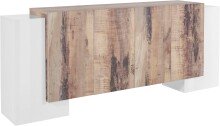Sideboard >Pinerolo< in Weiß-Hochglanz/Ahorn - 210x85x45cm (BxHxT)