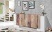 Sideboard >Pinerolo< in Weiß-Hochglanz/Ahorn - 210x85x45cm (BxHxT)